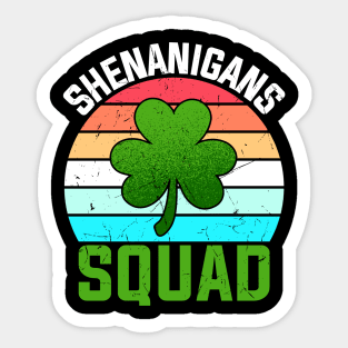 Shenanigans Squad Shamrocks Funny St Patricks Day Sticker
